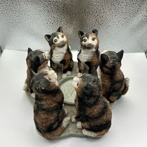 Continental Creations True Friends Calico Cats Figurine Candle Holder 2002